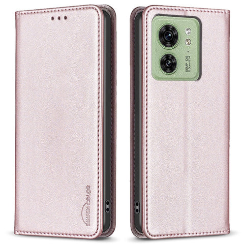 BINFEN COLOR BF18 For Motorola Edge 40 5G Leather Flip Cover Auto-absorbed Magnetic Phone Case with Card Holder