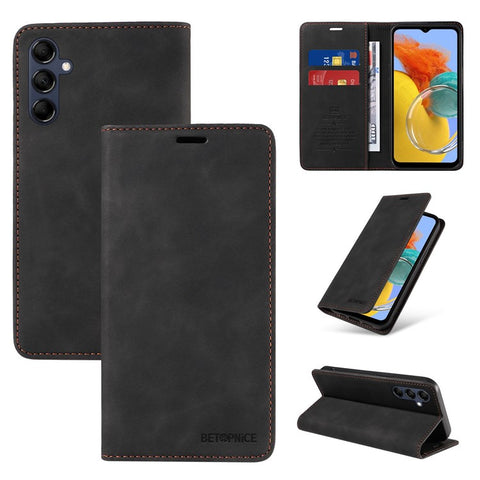 BETOPNICE 003 RFID Blocking Phone Cover For Samsung Galaxy F14 5G / M14 5G , PU Leather Stand Wallet Mobile Phone Case