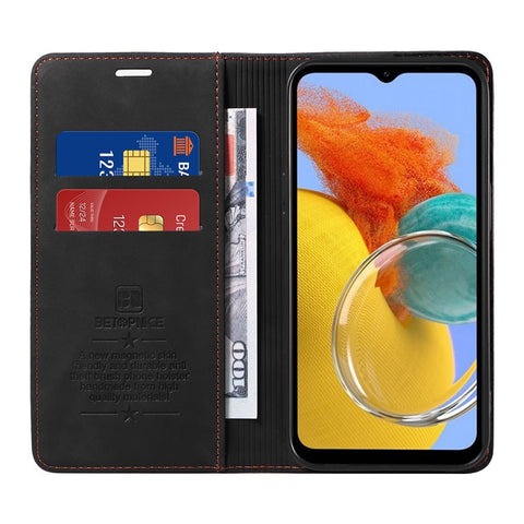 BETOPNICE 003 RFID Blocking Phone Cover For Samsung Galaxy F14 5G / M14 5G , PU Leather Stand Wallet Mobile Phone Case