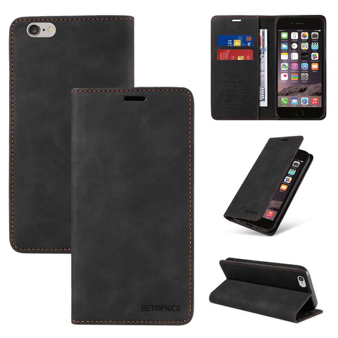 BETOPNICE 003 For iPhone 6 Plus / 7 Plus / 8 Plus / 6s Plus TPU+PU Leather Stand Cover RFID Blocking Wallet Cell Phone Case