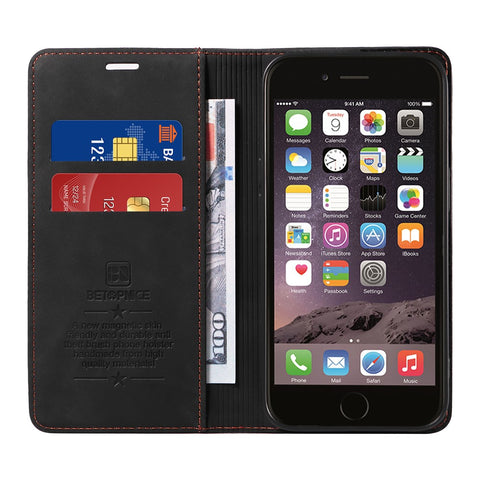 BETOPNICE 003 For iPhone 6 Plus / 7 Plus / 8 Plus / 6s Plus TPU+PU Leather Stand Cover RFID Blocking Wallet Cell Phone Case