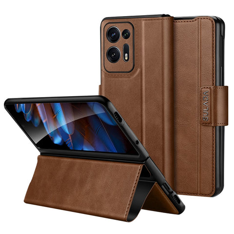 SULADA For Oppo Find N2 5G PU Leather+Hard PC Phone Case Stand Shockproof Cover