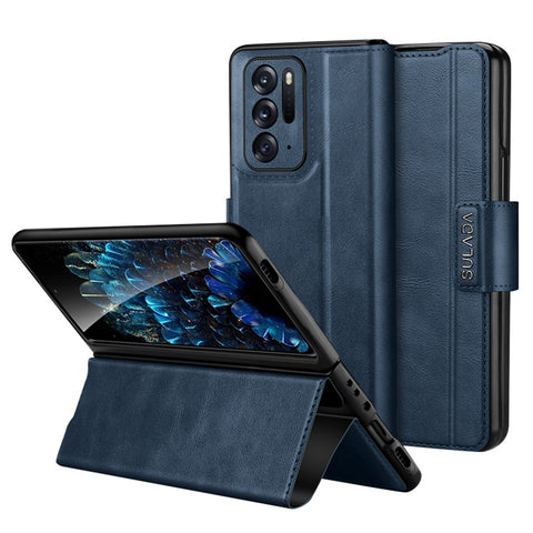 SULADA For Oppo Find N Protective Case PU Leather+PC Cover Anti-Drop Stand Phone Case