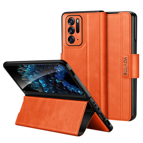 SULADA For Oppo Find N Protective Case PU Leather+PC Cover Anti-Drop Stand Phone Case