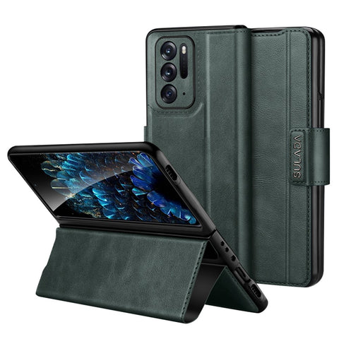 SULADA For Oppo Find N Protective Case PU Leather+PC Cover Anti-Drop Stand Phone Case
