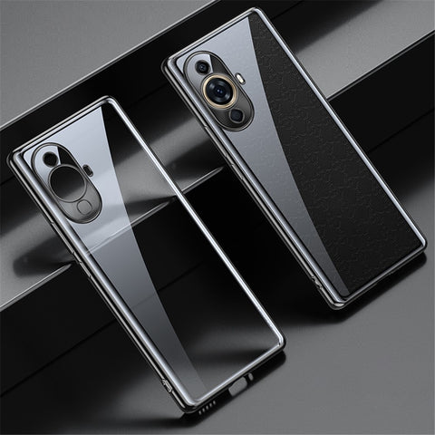 SULADA For Huawei nova 11 Pro / nova 11 Ultra Electroplating Straight Edge Clear Phone Case TPU Anti-scratch Cover