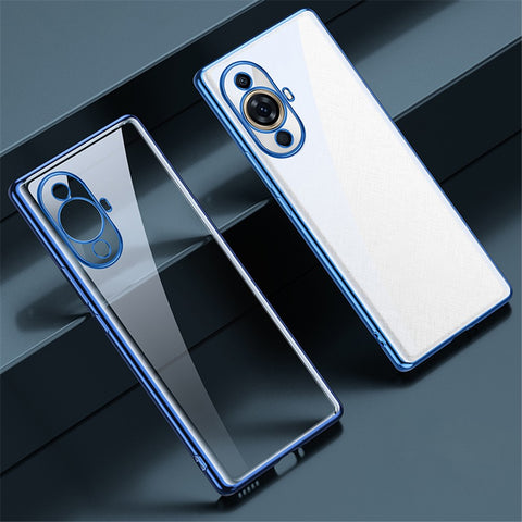 SULADA For Huawei nova 11 Pro / nova 11 Ultra Electroplating Straight Edge Clear Phone Case TPU Anti-scratch Cover
