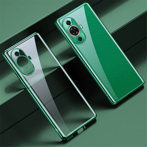 SULADA For Huawei nova 11 Pro / nova 11 Ultra Electroplating Straight Edge Clear Phone Case TPU Anti-scratch Cover