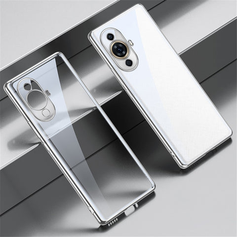 SULADA For Huawei nova 11 Pro / nova 11 Ultra Electroplating Straight Edge Clear Phone Case TPU Anti-scratch Cover