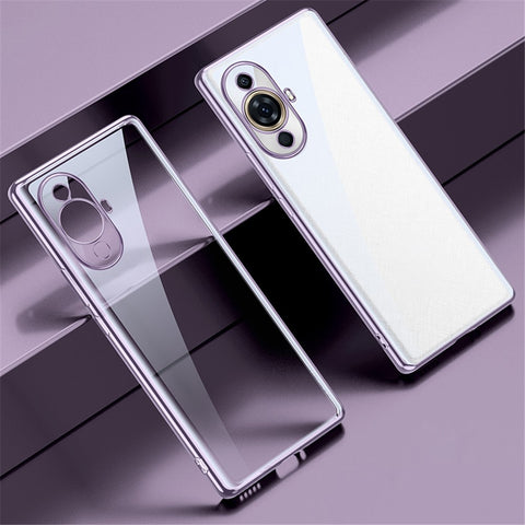 SULADA For Huawei nova 11 Pro / nova 11 Ultra Electroplating Straight Edge Clear Phone Case TPU Anti-scratch Cover