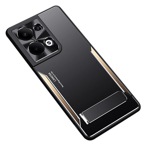 Smartphone Cover for Oppo Reno9 Pro+ 5G , Cell Phone Shell Kickstand TPU+Aluminium Alloy Phone Case