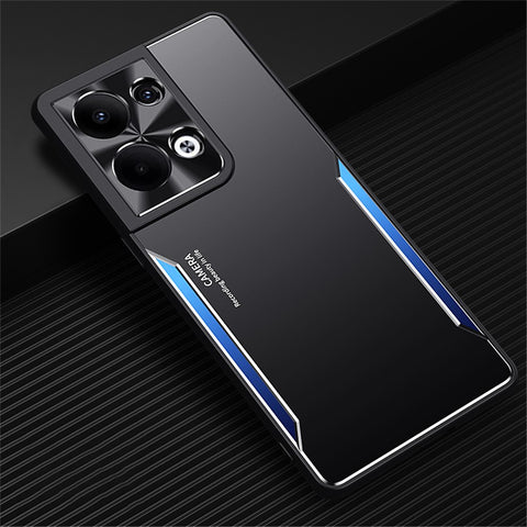 For Oppo Reno9 Pro+ 5G Drop Protection Aluminum Alloy + TPU Phone Cover Slim-fit Mobile Phone Case