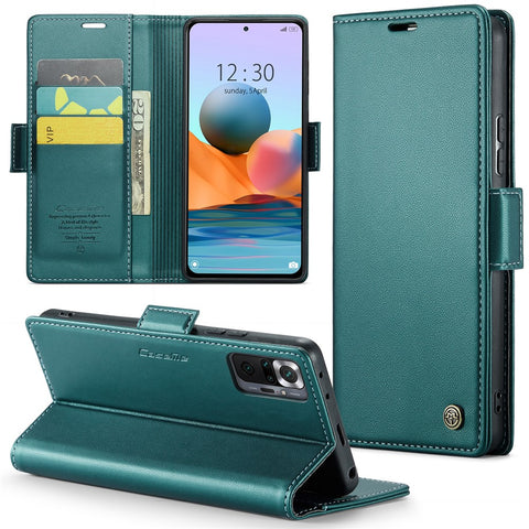 For Xiaomi Redmi Note 10 Pro 4G (India) / (Global) / Note 10 Pro Max 4G Leather Case CASEME 023 RFID Blocking 3 Card Slot Mobile Cover