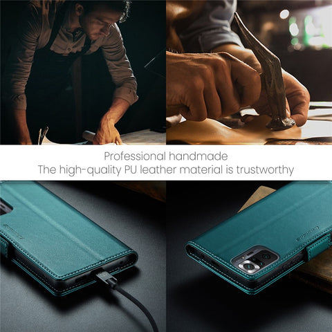 For Xiaomi Redmi Note 10 Pro 4G (India) / (Global) / Note 10 Pro Max 4G Leather Case CASEME 023 RFID Blocking 3 Card Slot Mobile Cover