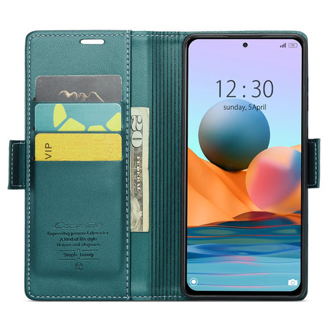 For Xiaomi Redmi Note 10 Pro 4G (India) / (Global) / Note 10 Pro Max 4G Leather Case CASEME 023 RFID Blocking 3 Card Slot Mobile Cover