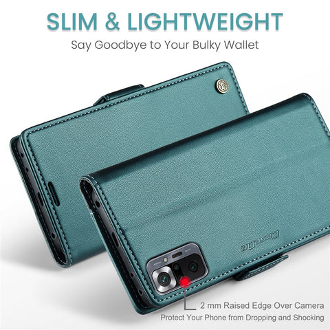 For Xiaomi Redmi Note 10 Pro 4G (India) / (Global) / Note 10 Pro Max 4G Leather Case CASEME 023 RFID Blocking 3 Card Slot Mobile Cover