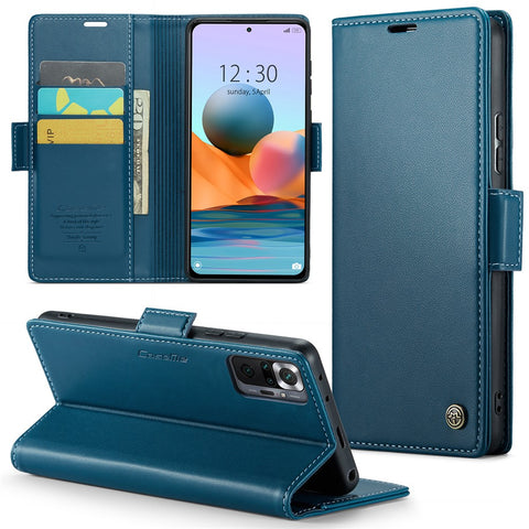 For Xiaomi Redmi Note 10 Pro 4G (India) / (Global) / Note 10 Pro Max 4G Leather Case CASEME 023 RFID Blocking 3 Card Slot Mobile Cover
