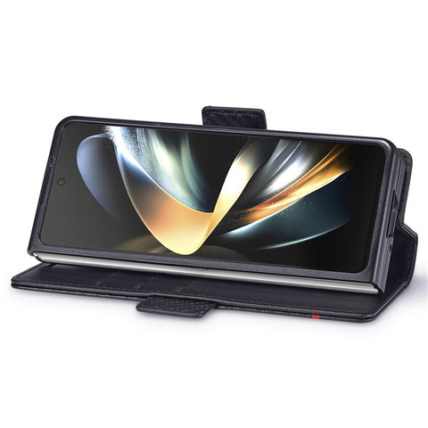 LC.IMEEKE For Samsung Galaxy Z Fold3 5G Carbon Fiber Texture Phone Leather Case Wallet Stand Cover