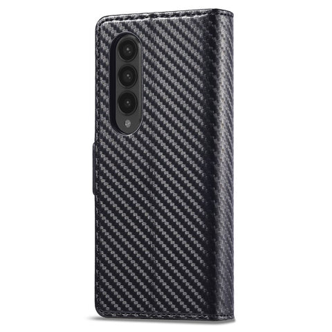 LC.IMEEKE For Samsung Galaxy Z Fold3 5G Carbon Fiber Texture Phone Leather Case Wallet Stand Cover