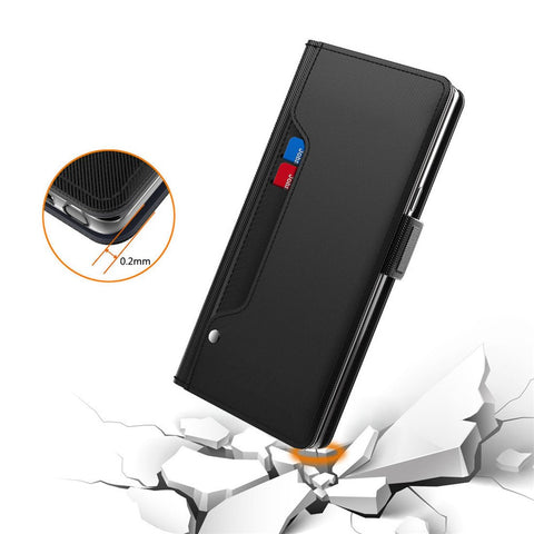 For Xiaomi Poco C51 4G PU Leather Stand Case Card Holder Phone Cover with Mirror
