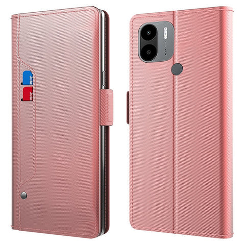 For Xiaomi Poco C51 4G PU Leather Stand Case Card Holder Phone Cover with Mirror