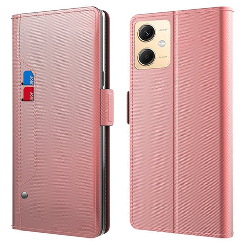 For Xiaomi Redmi Note 12R Pro 5G Slim-Fit Mirror Design Cell Phone Cover Card Holder Leather Stand Case