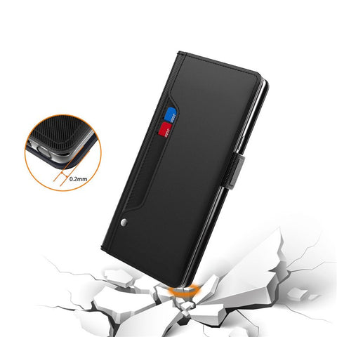 PU Leather Phone Case for Samsung Galaxy F14 5G , Mirror Phone Stand Cover with Card Holder