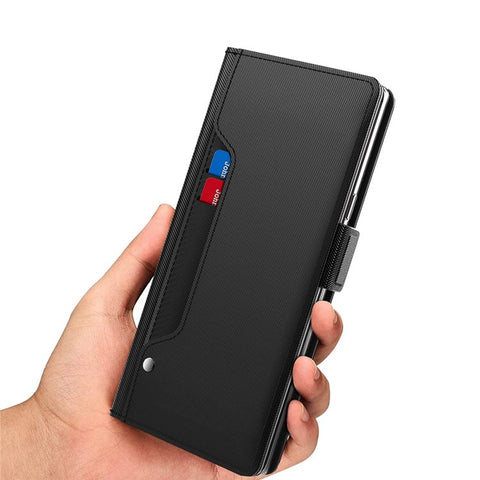 PU Leather Phone Case for Samsung Galaxy F14 5G , Mirror Phone Stand Cover with Card Holder
