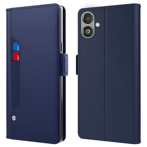 PU Leather Phone Case for Samsung Galaxy F14 5G , Mirror Phone Stand Cover with Card Holder