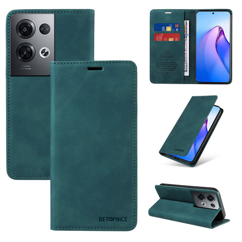 BETOPNICE 003 For Oppo Reno8 Pro 5G (Global Version) / Reno8 Pro+ (China) 5G Leather Phone Case RFID Blocking Wallet Stand Cover
