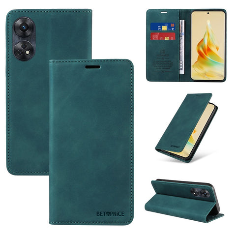 BETOPNICE 003 For Oppo Reno8 T 4G Shockproof Leather Phone Case RFID Blocking Wallet Stand Cover