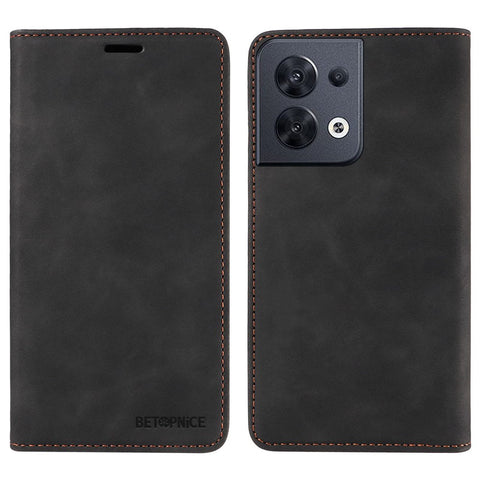 BETOPNICE 003 Wallet Shell for Oppo Reno8 5G (Global Version) RFID Blocking Leather Phone Case Stand Cover