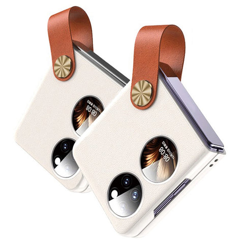 GKK For Huawei P50 Pocket Protective Case PU Leather Coated Hard PC Phone Cover with Strap Kickstand