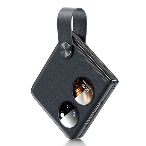 GKK For Huawei P50 Pocket Protective Case PU Leather Coated Hard PC Phone Cover with Strap Kickstand