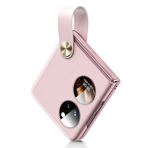 GKK For Huawei P50 Pocket Protective Case PU Leather Coated Hard PC Phone Cover with Strap Kickstand