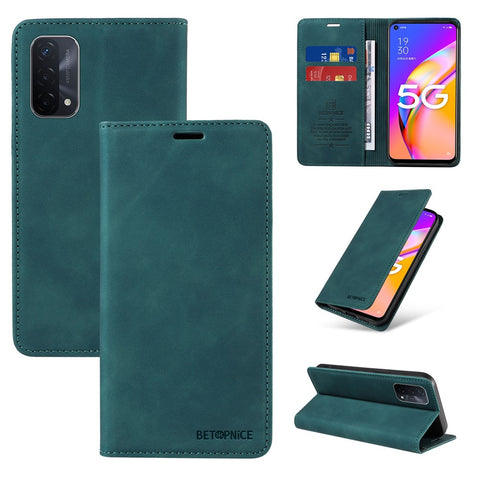 BETOPNICE 003 For Oppo A93 5G / A74 5G / A54 5G / OnePlus Nord N200 5G Leather Phone Case RFID Blocking Stand Shell Wallet Cover