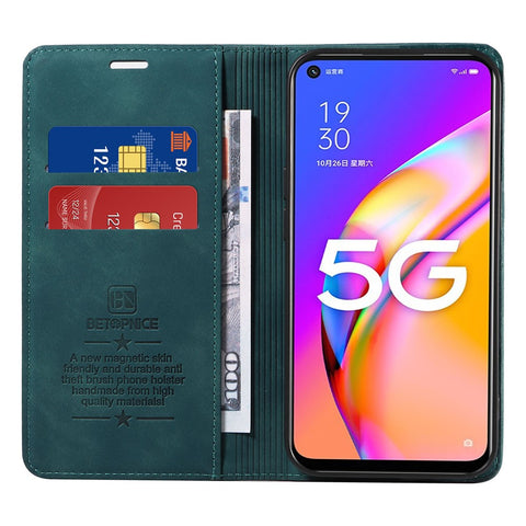 BETOPNICE 003 For Oppo A93 5G / A74 5G / A54 5G / OnePlus Nord N200 5G Leather Phone Case RFID Blocking Stand Shell Wallet Cover