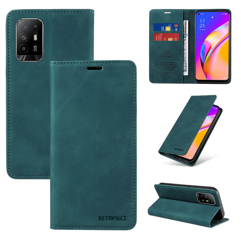 BETOPNICE 003 For Oppo A94 5G / Reno5 Z / F19 Pro+ 5G / A95 5G / Reno6 Z Flip Stand Leather Phone Case RFID Blocking Wallet Cover