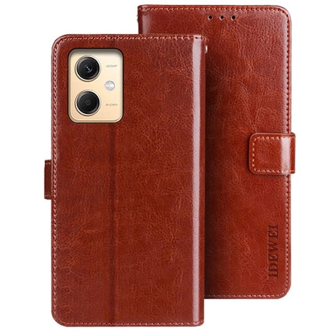 IDEWEI For Xiaomi Redmi Note 12R Pro 5G Wallet Leather Case Crazy Horse Texture Stand Anti-Fingerprint Phone Shell Cover
