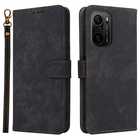 Phone Case for Xiaomi Poco F3 / Redmi K40 / K40 Pro / 11i 5G / Mi 11X / 11X Pro , PU Leather RFID Blocking Stand Wallet Cover with Strap
