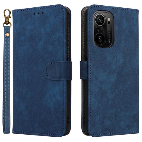 Phone Case for Xiaomi Poco F3 / Redmi K40 / K40 Pro / 11i 5G / Mi 11X / 11X Pro , PU Leather RFID Blocking Stand Wallet Cover with Strap