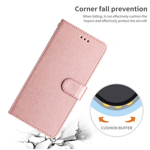 For Huawei P smart 2021 / Y7a Phone Case PU Leather Silk Texture Stand Wallet Flip Cover with Strap