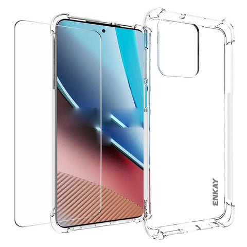 ENKAY HAT PRINCE For Motorola Moto G Stylus 5G (2023) TPU Case Clear Phone Cover with High Aluminium-silicon Glass Screen Film