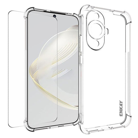 ENKAY HAT PRINCE For Huawei nova 11 / nova 12s 4G / nova 12 Lite 4G Anti-drop Phone Case Clear TPU Cover with High Aluminium-silicon Glass Screen Film