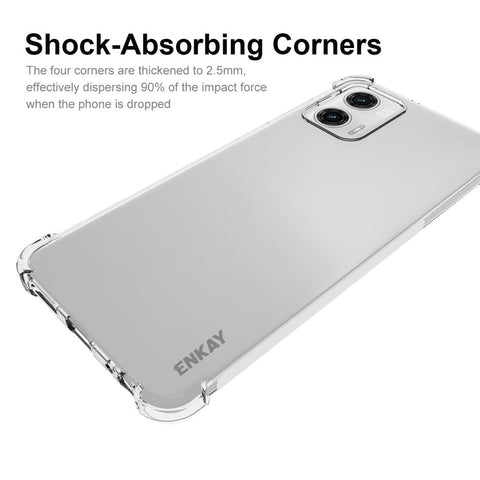 ENKAY HAT PRINCE For Motorola Moto G73 5G TPU Clear Phone Case Anti-drop Cover with High Aluminium-silicon Glass Screen Film
