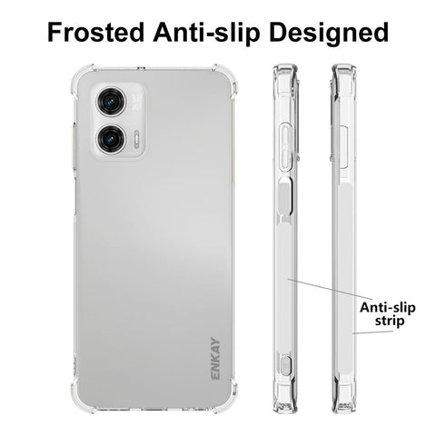 ENKAY HAT PRINCE For Motorola Moto G73 5G TPU Clear Phone Case Anti-drop Cover with High Aluminium-silicon Glass Screen Film