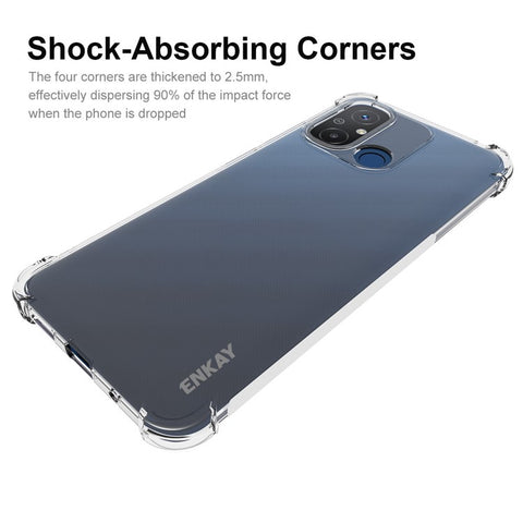 ENKAY HAT PRINCE For Xiaomi Redmi 12C 4G Clear TPU Case Anti-drop Phone Cover with High Aluminium-silicon Glass Screen Film