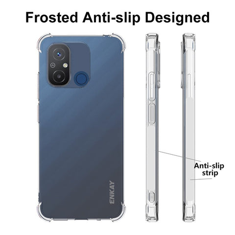 ENKAY HAT PRINCE For Xiaomi Redmi 12C 4G Clear TPU Case Anti-drop Phone Cover with High Aluminium-silicon Glass Screen Film