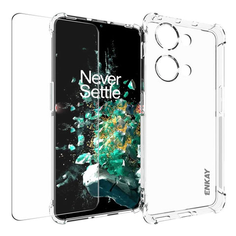 ENKAY HAT PRINCE For OnePlus Ace 2V / Nord 3 5G Clear TPU Case Phone Cover with High Aluminium-silicon Glass Screen Film