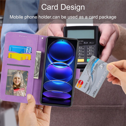 DIERFENG DF-03 Flip Cover for OnePlus Nord 3 5G / Ace 2V , Lines Imprinted Wallet Stand Mobile Leather Case